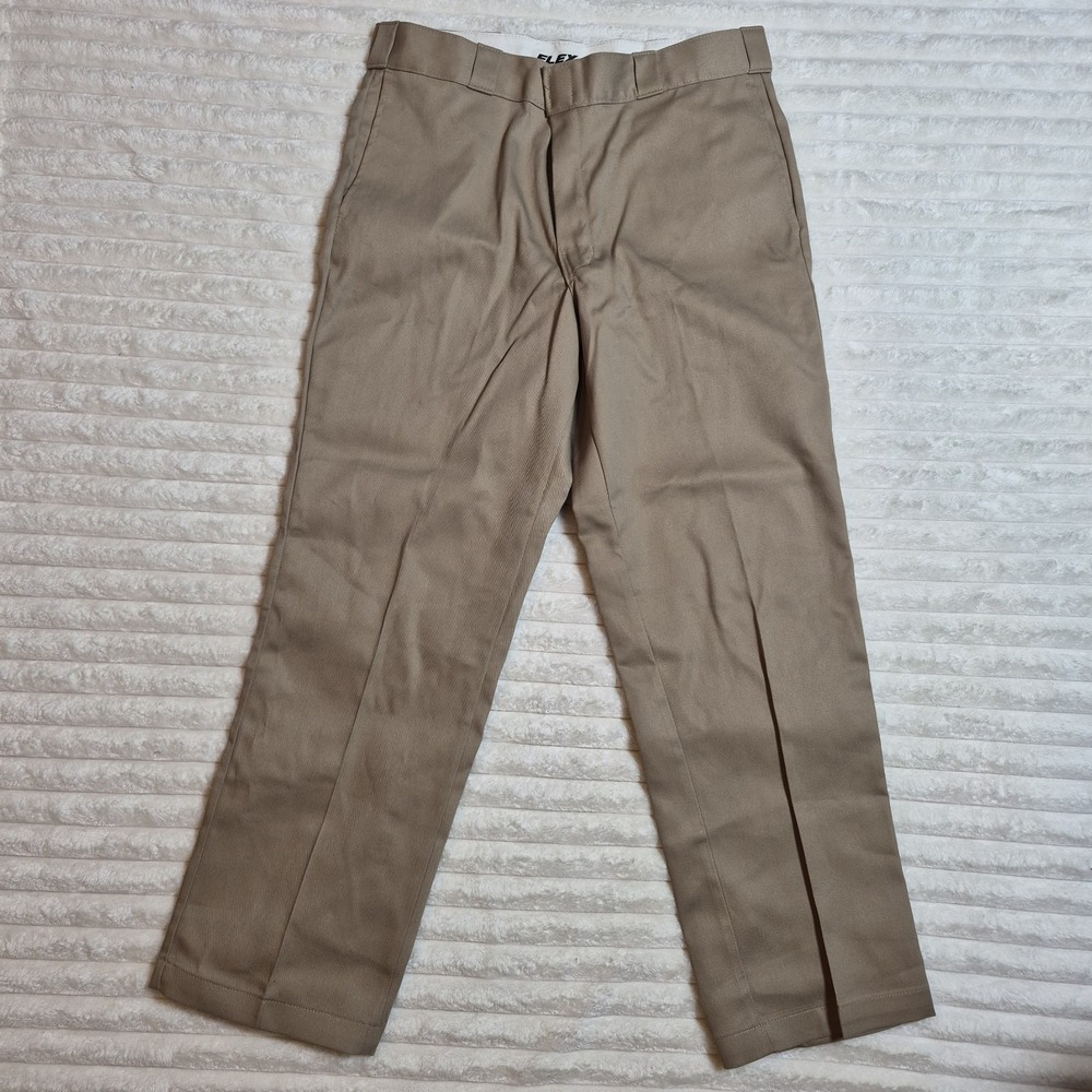 Dickies 874 Original Fit Flex Khaki Tan Work Pants Mens 36x30 Straight Leg 874F